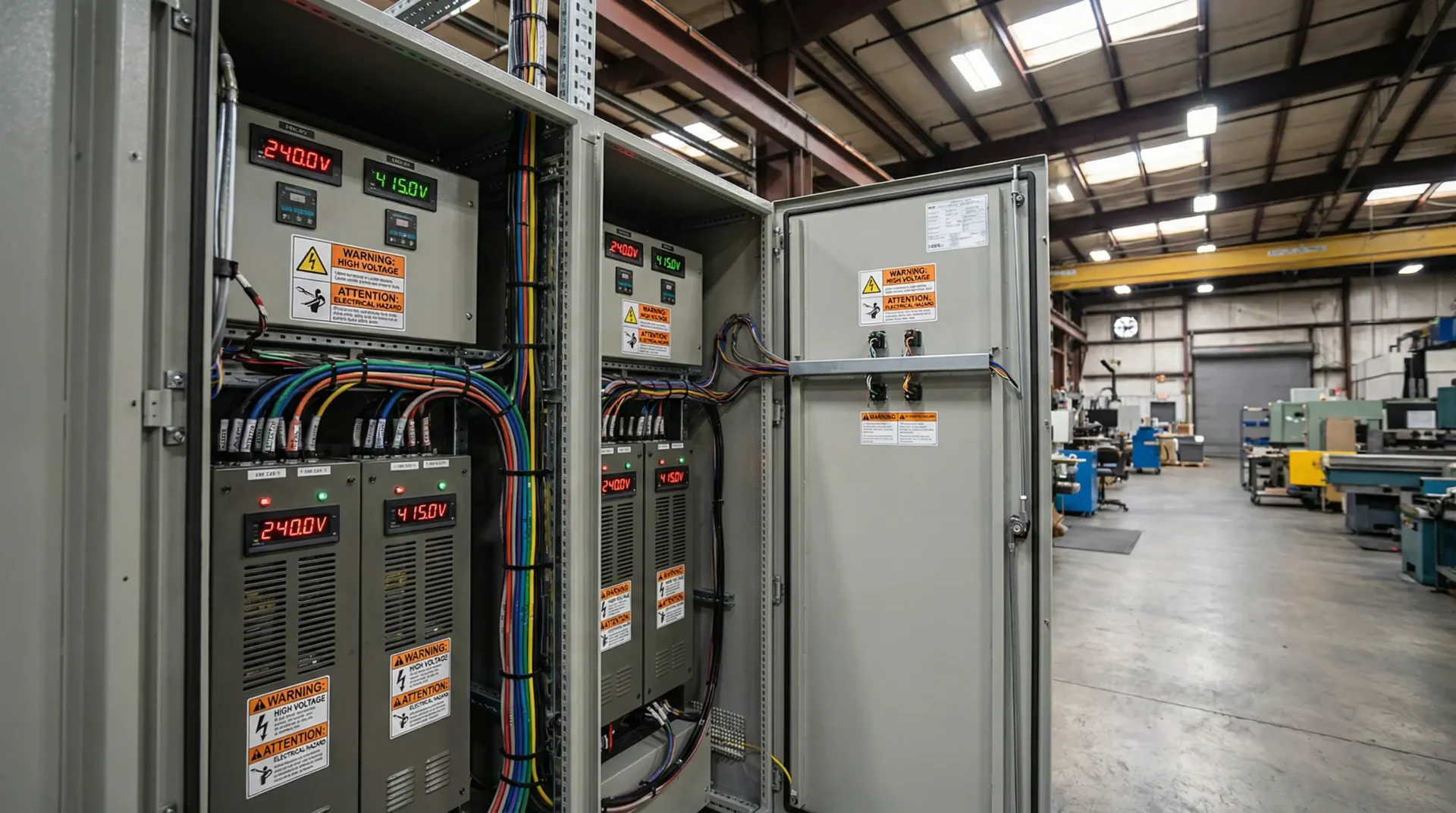 Understanding Servo vs. IGBT Technology in Modern Voltage Stabilizers 6 4. Industrial electrical control cabinet with voltage stabilizer installation in factory setting