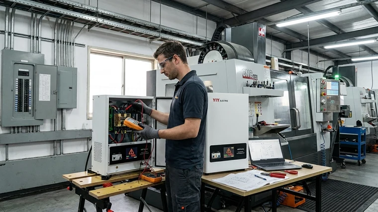 Relay voltage stabilizer installation showing the sizing and load conditions you need to verify